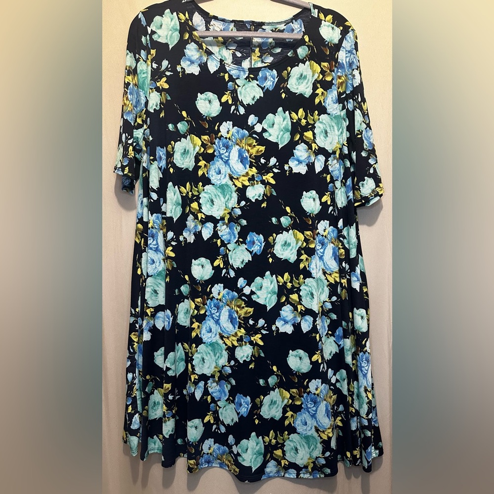 Floral Print Women's Dress with Pockets